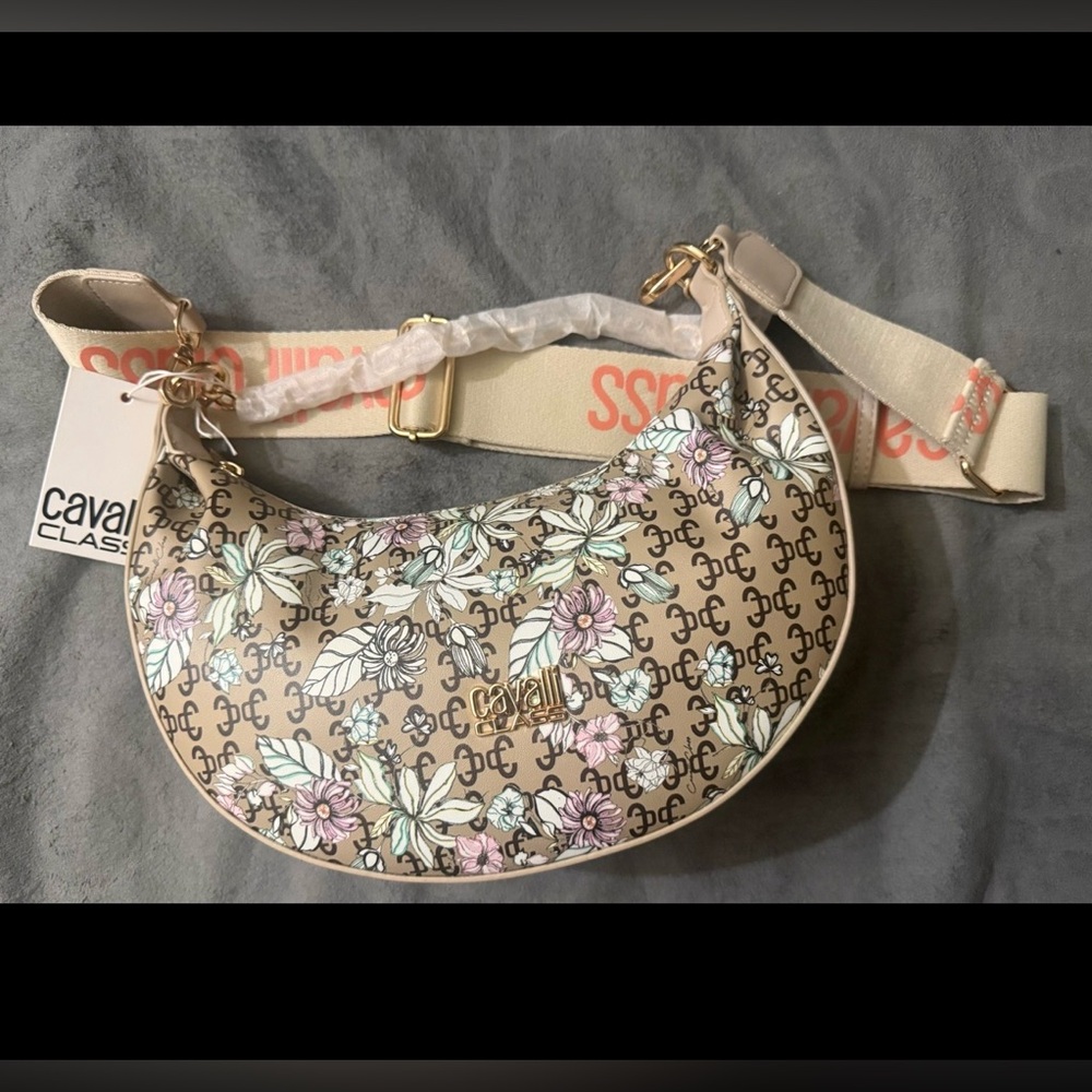 Cavalli Class Nunzia Top Zip Moon Crossbody Bag - Stylish, Classic Bag